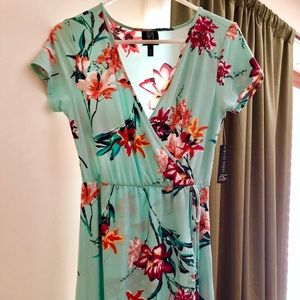 Mint Floral Print Summer Dress